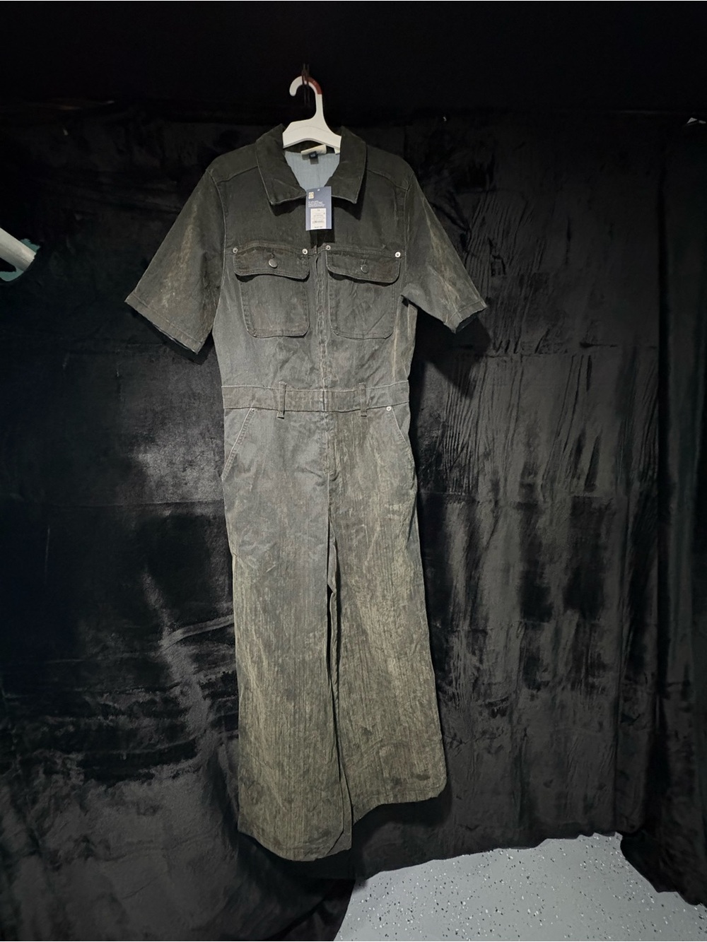 Universal Thread Olive Green Velvet Utility Jumpsuit